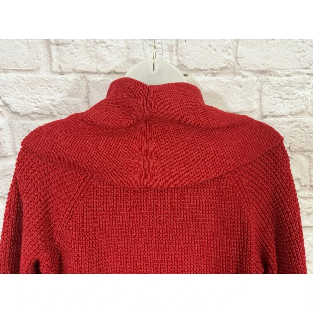 Michael Kors Pullover Sweater M Red Pullover Cowl Neck Waffle Knit Oversized
